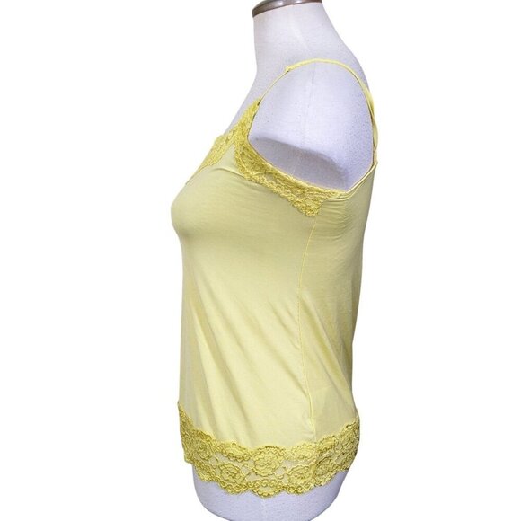 Vintage Y2K Lace Trim Cami Tank Top Womens Med Butter Yellow Top Shirt Blouse - Picture 4 of 4